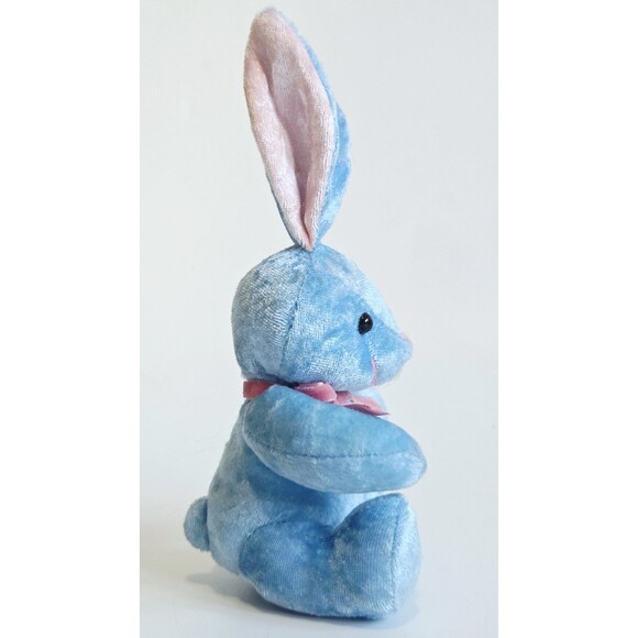 Billion Team Limited Bunny Rabbit Plush Blue Stuffed Toy Embroidered Carrot 7" - Picture 3 of 13